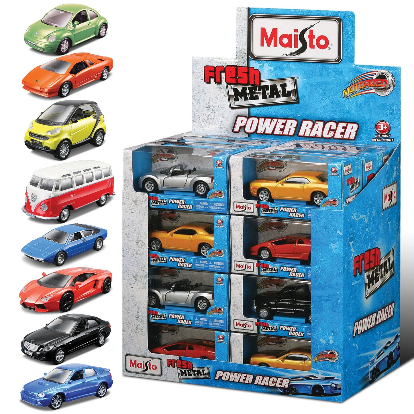 DISTRIBUTEUR 24 PIÈCES FRESH METAL POWER RACER À RÉTRACTER
