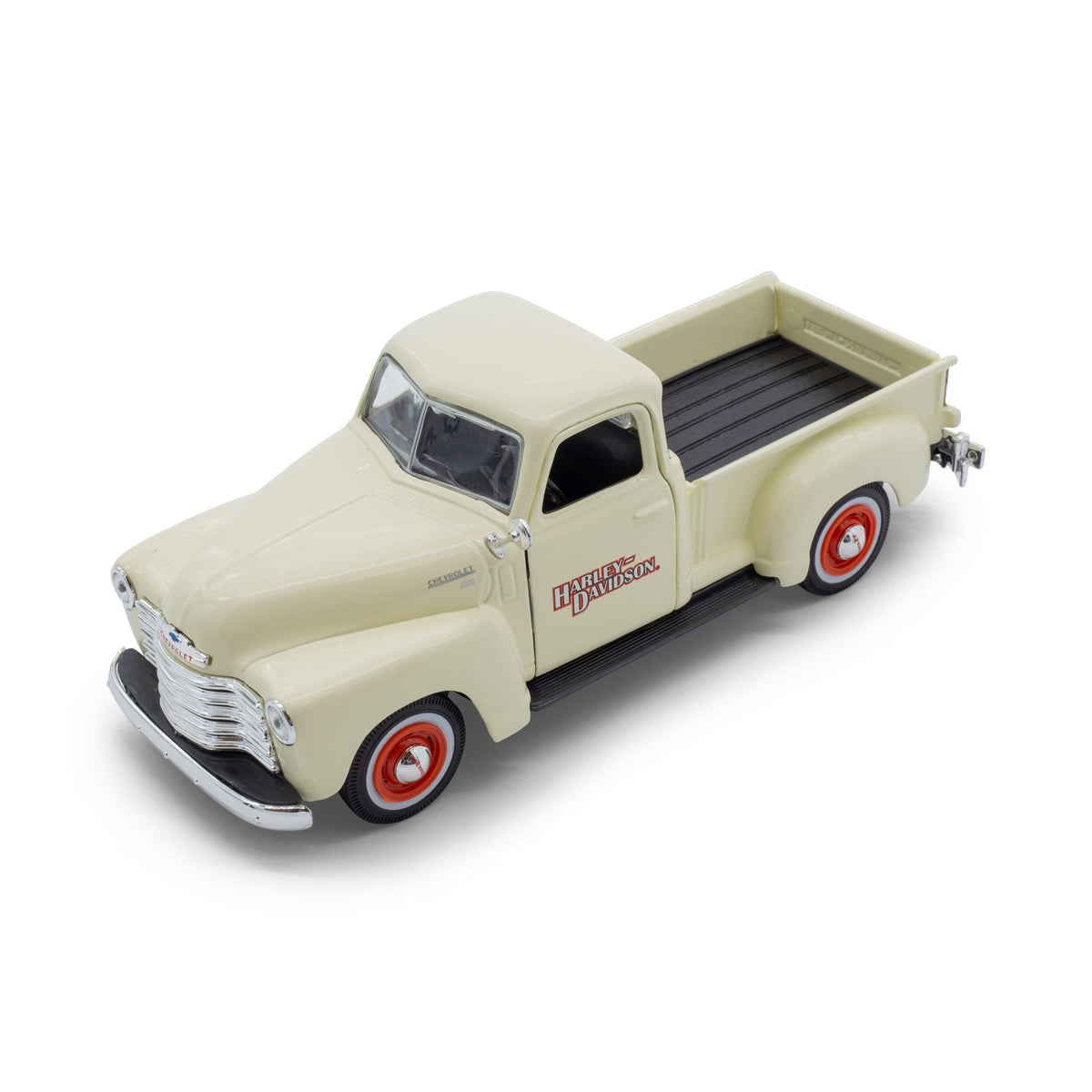 1:24 HARLEY DAVIDSON CHEVROLET 3100 PICKUP AVEC FLSTS HERITAGE SPRINGER CHEVY
