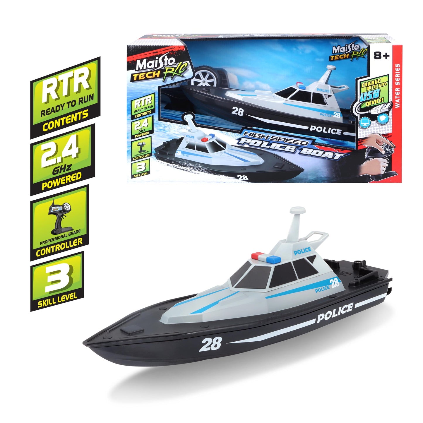BATEAU DE POLICE RC 2,4 GHz