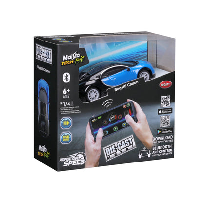 MINI VOITURE RC BLUETOOTH BUGATTI CHIRON EN MÉTAL MOULÉ SOUS PRESSION 1:41 AVEC BOÎTE DE FENÊTRE