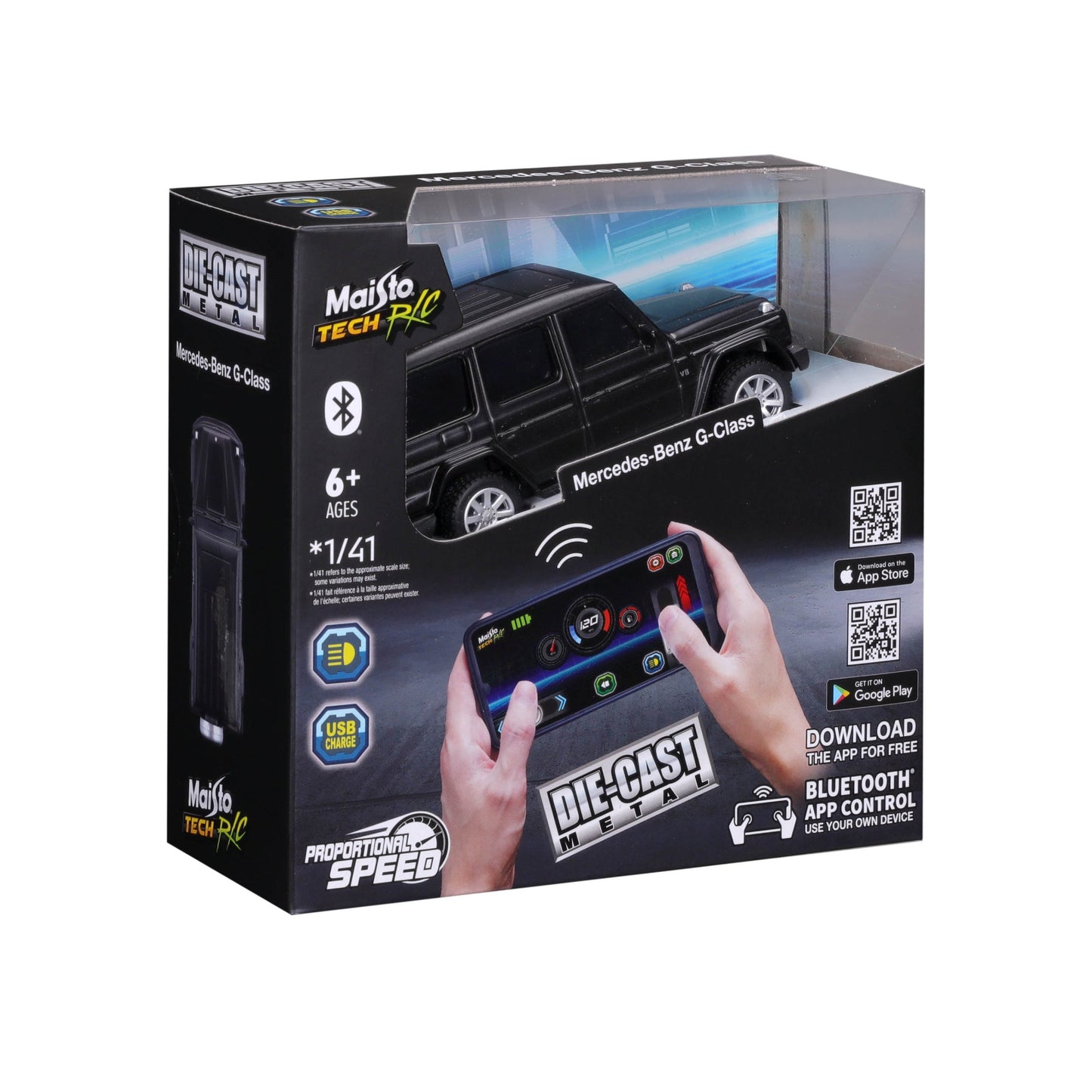 MINI VOITURE TÉLÉCOMMANDÉE MERCEDES CLASSE G EN MÉTAL MOULÉ SOUS PRESSION BLUETOOTH À L'ÉCHELLE 1:41 AVEC BOÎTE DE FENÊTRE