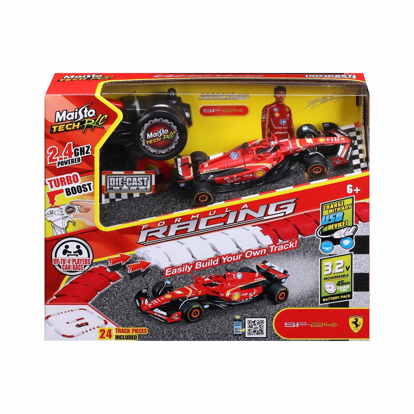 1:41 DIECAST METAL F1 RC RACING MINI CIRCUIT FERRARI 2024 LECLERC 2.4 GHz