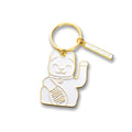 Geluks witte kat sleutelhanger