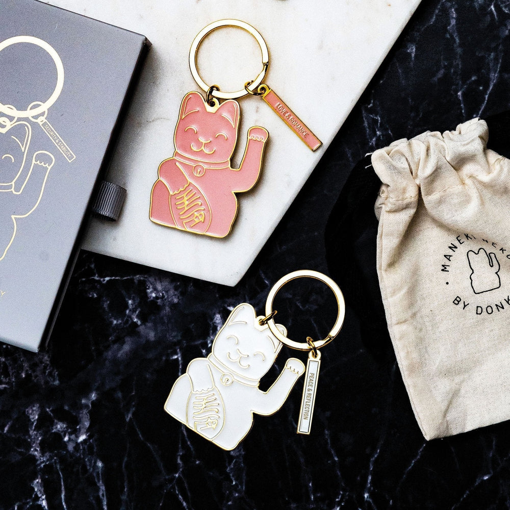Lucky Cat Pink Keychain