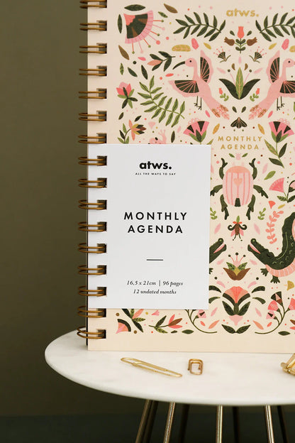 Pink Croco - Monthly Planner Spiral Bound
