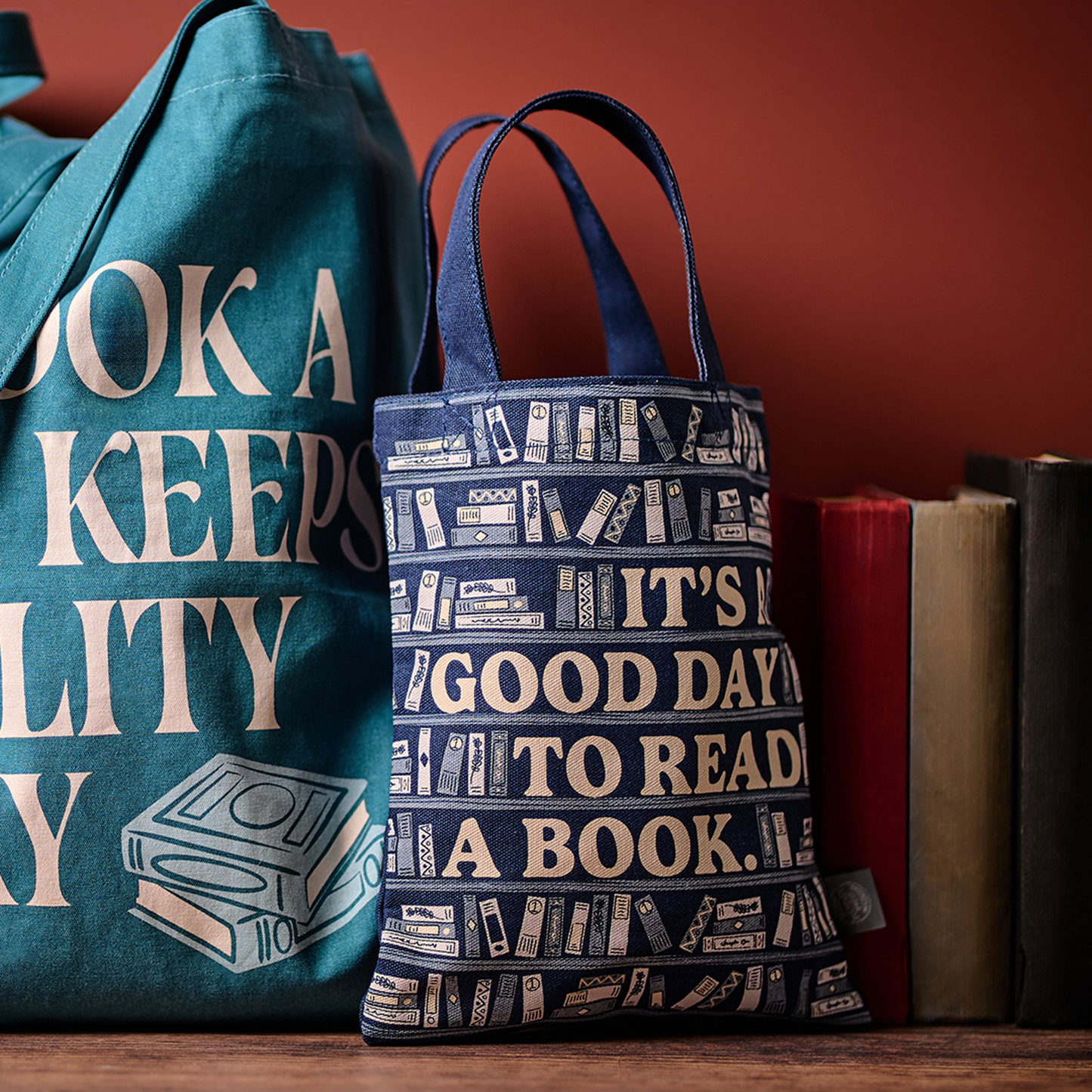 Small recycled cotton tote bag Its A Good Day To Read A Book