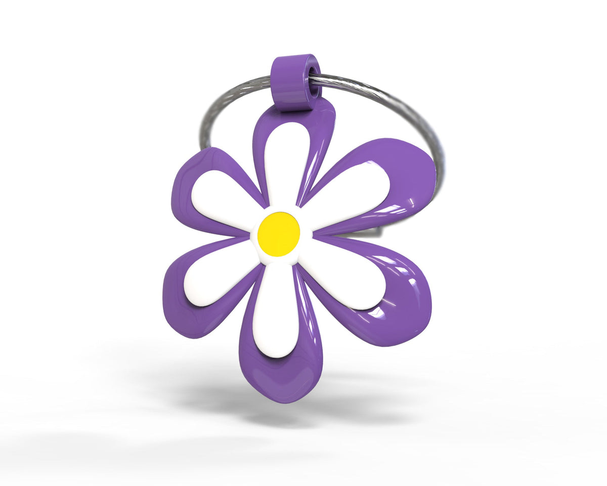 Sleutelhanger met paarse bloem
