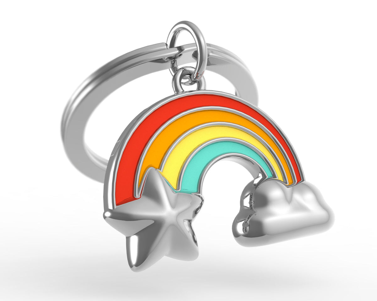 Porte Clés Arc en Ciel Argenté