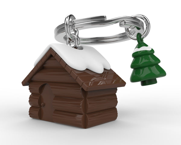 Sleutelhanger met houten chalet