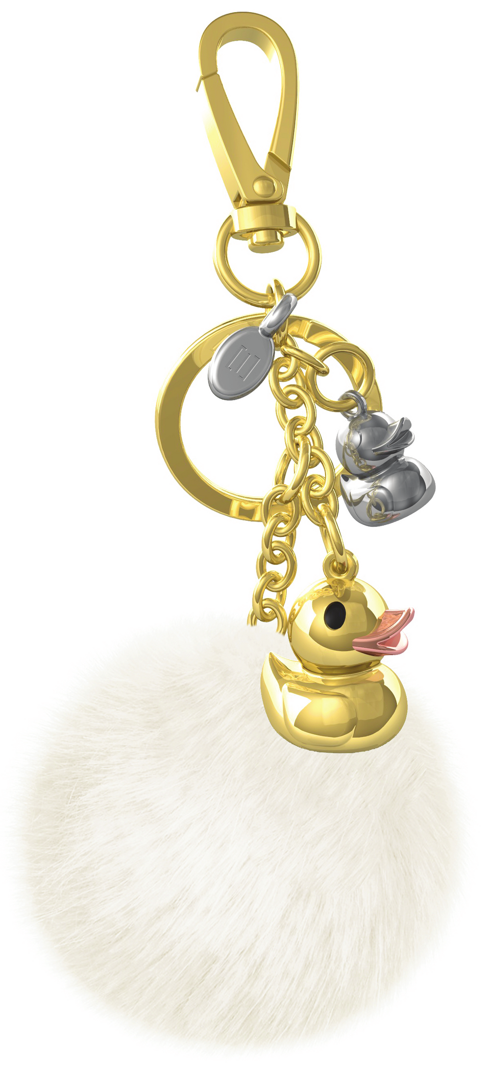 Golden Duck Family Bag Charm with Pom Pom
