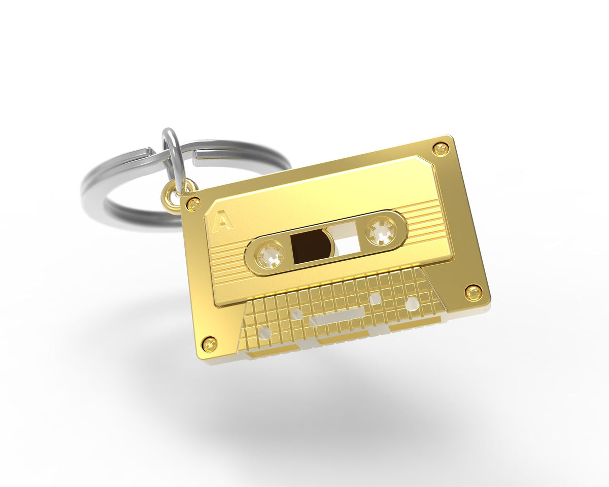 Porte Clés Cassette Dorée