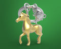 Schlüsselanhänger mit goldenem Rennpferd