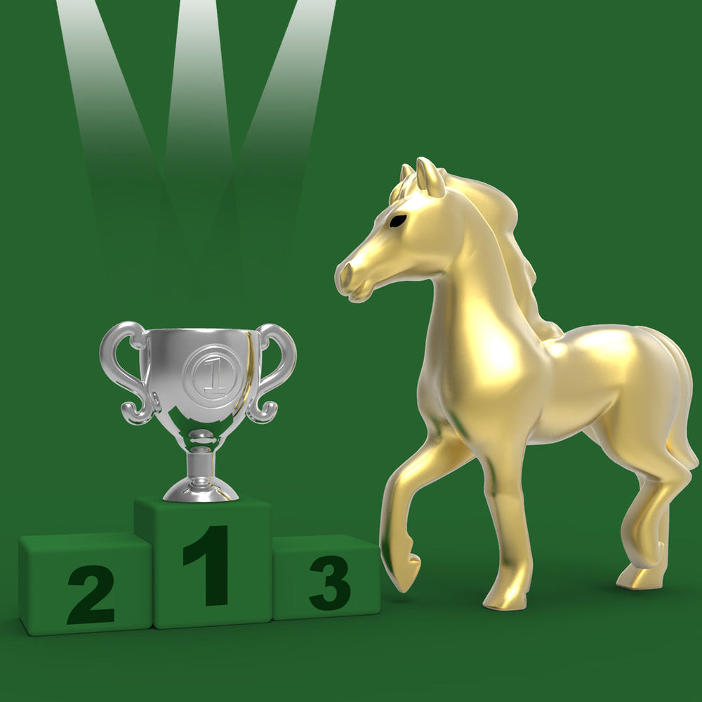Schlüsselanhänger mit goldenem Rennpferd