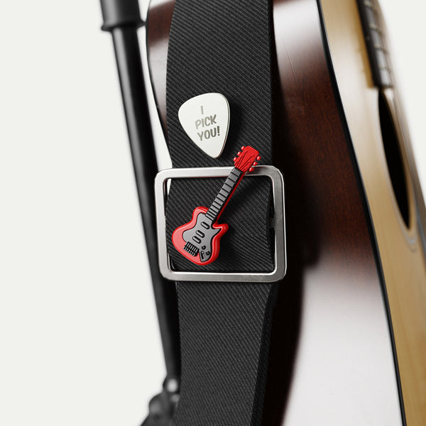 Pin's Guitare Rock et Médiator Meta[l]morphose – vue principale