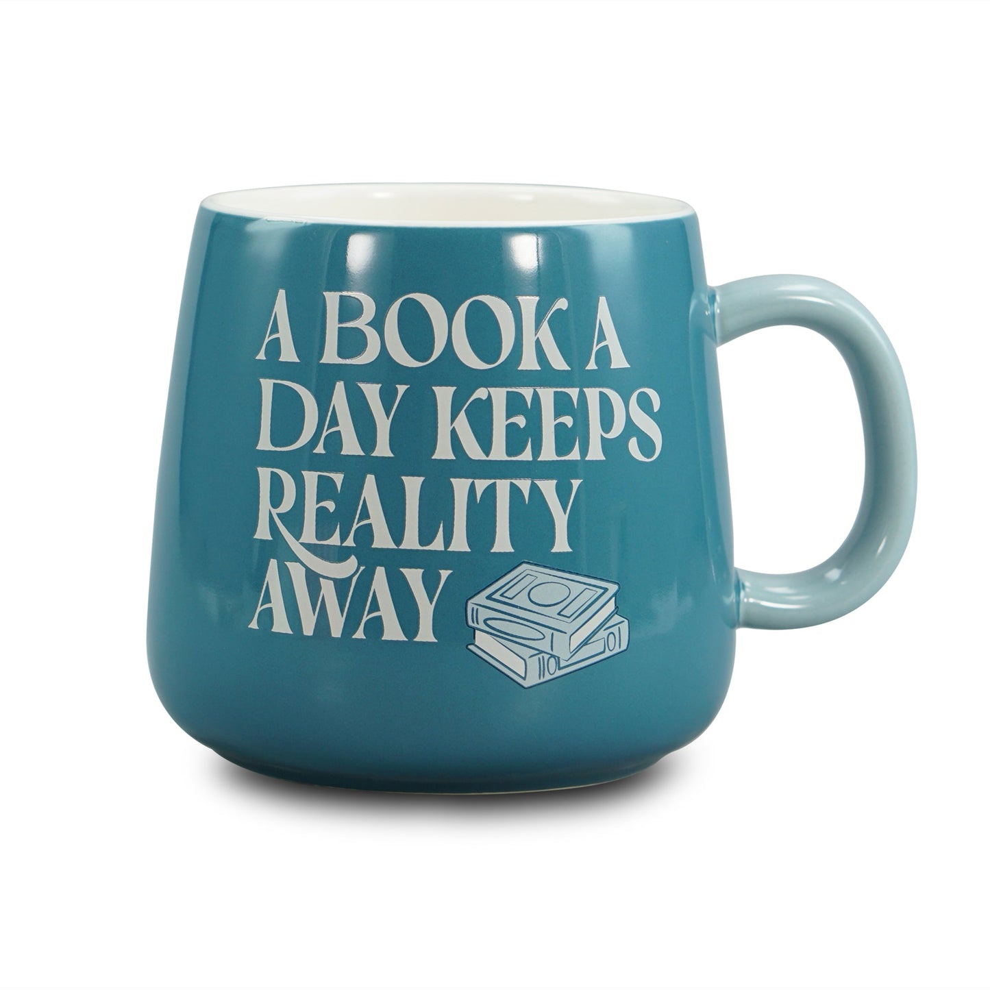 "A Book A Day Keeps Reality Away" Oval Mug – 370 ml