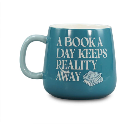 "A Book A Day Keeps Reality Away" Oval Mug – 370 ml