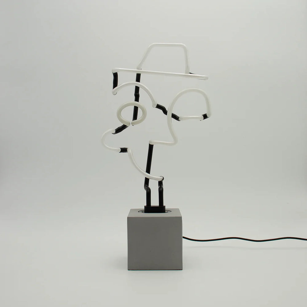 Neonlamp met knipooggezicht