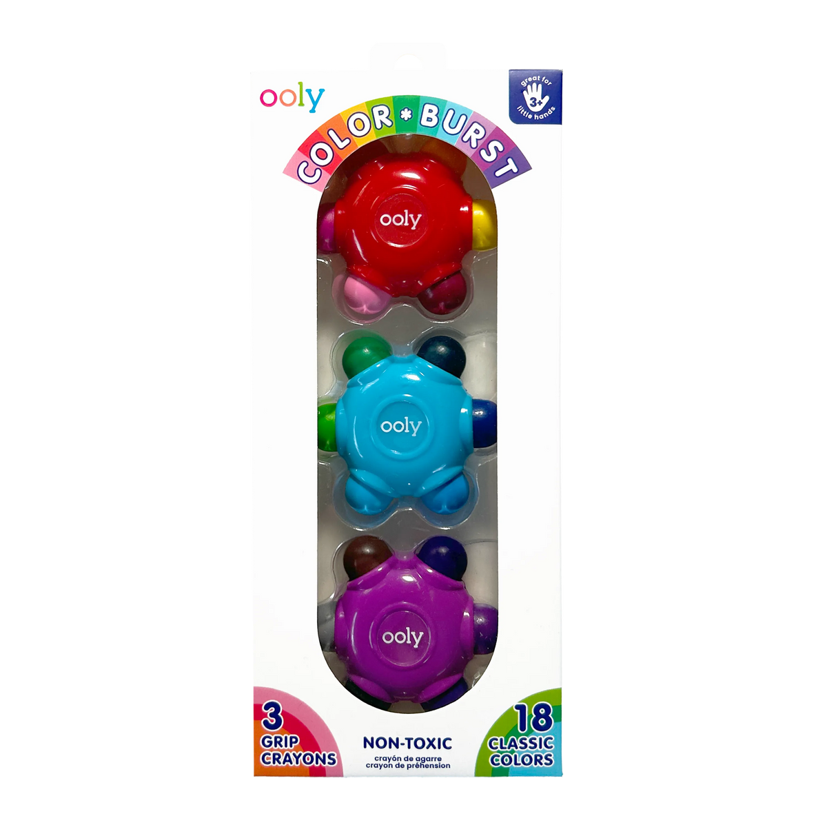 Color Burst Crayons – Easy Grip – 18 Colors – Set of 3