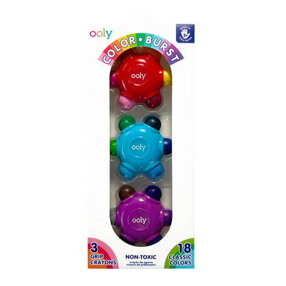 Color Burst Crayons – Easy Grip – 18 Colors – Set of 3