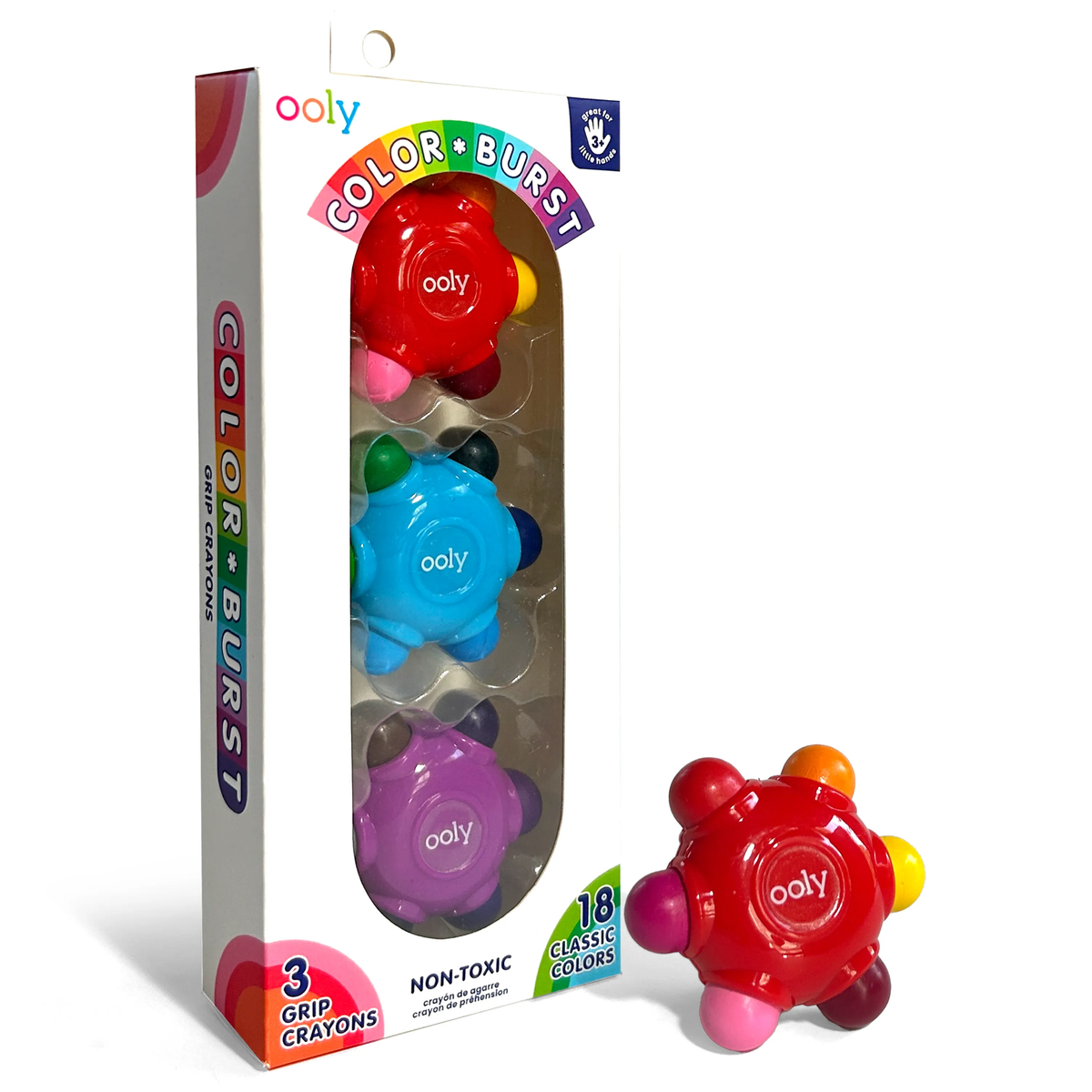 Color Burst Crayons – Easy Grip – 18 Colors – Set of 3