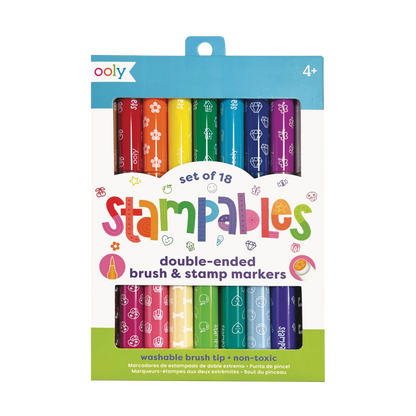 Stampables Double-Ended Stamp & Brush Markers – Set of 18