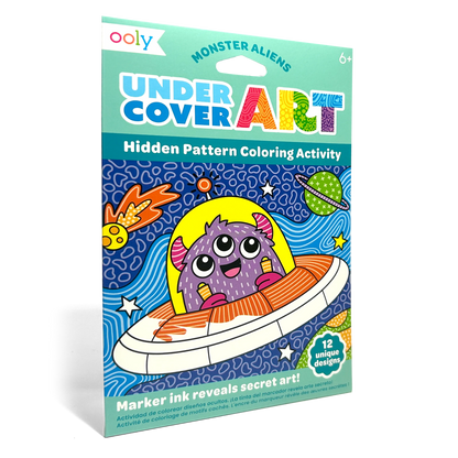 Cartes de coloriage à motifs cachés Undercover Art Monstres & Aliens – Lot de 12 – OOLY