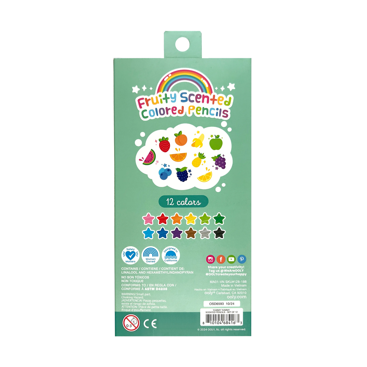Crayons de couleur parfumés Yummy Yummy Fruits – Lot de 12 – OOLY