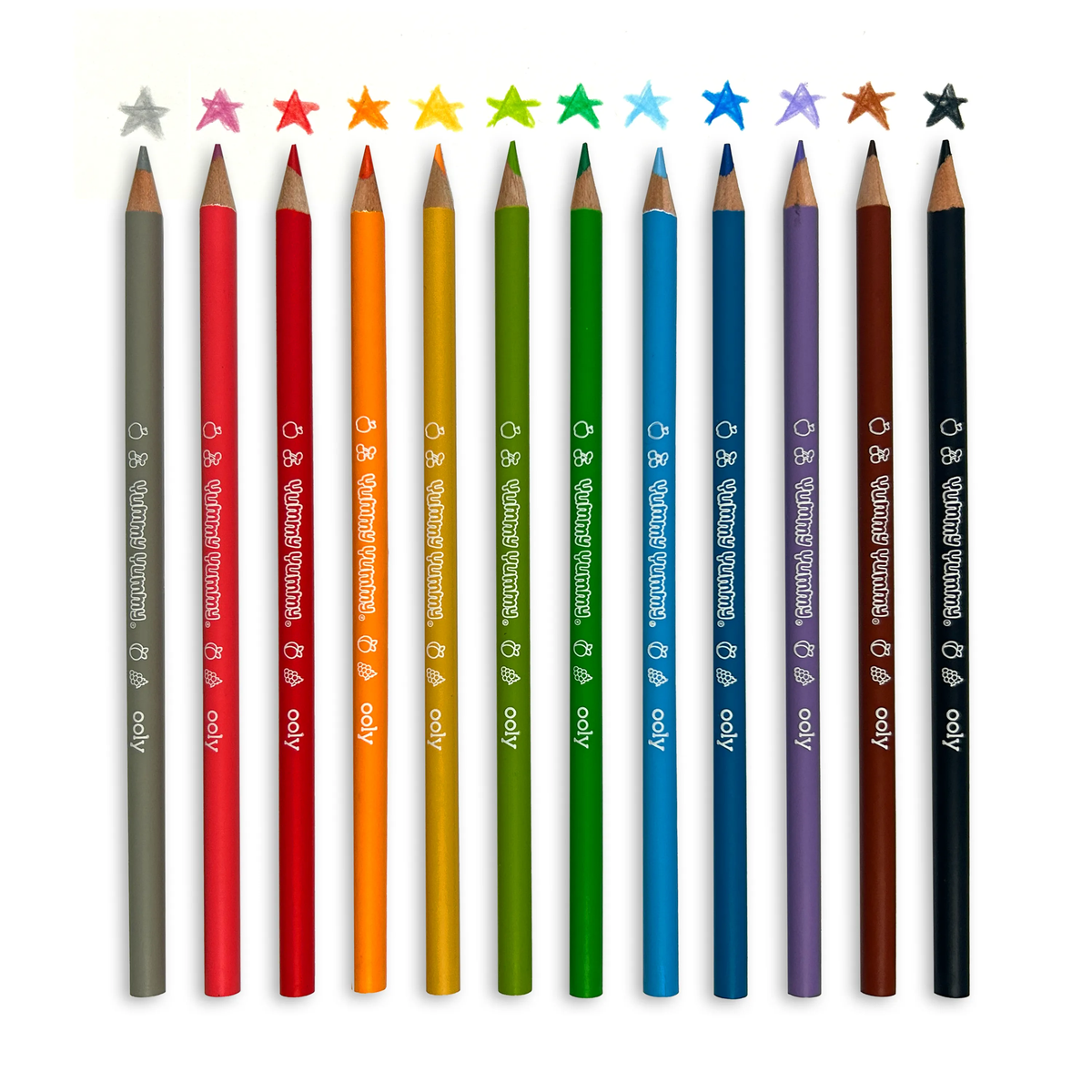 Crayons de couleur parfumés Yummy Yummy Fruits – Lot de 12 – OOLY
