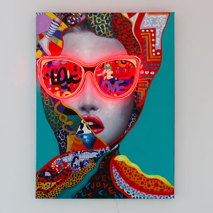 'Chic Woman' Wall Artwork with LED Neon - STANDARD