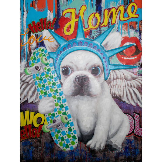 'Liberty Dog' Wall Artwork with LED Neon - SMALL