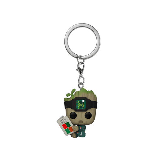 pop keychain groot en pyjama avec un livre