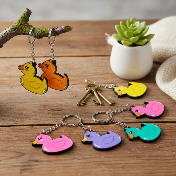 Kleurrijke eendjes sleutelhangers
