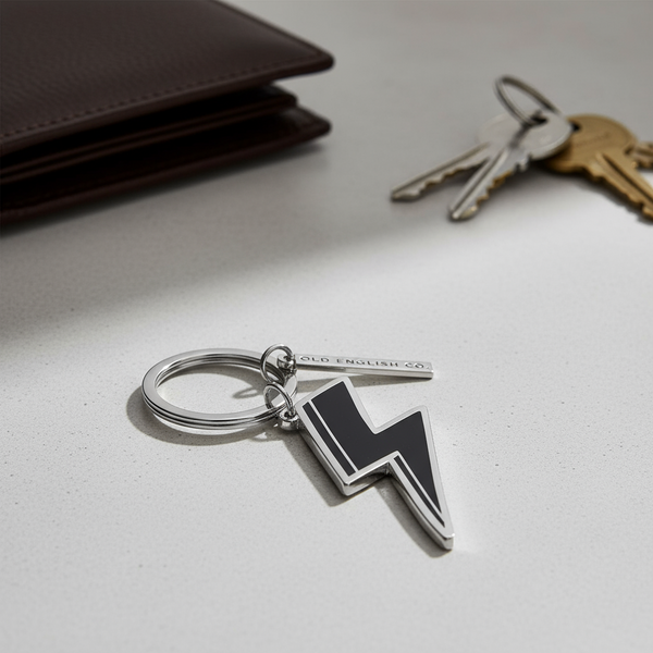 Sleutelhanger met zwarte bliksemflits