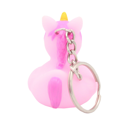 Pink unicorn duck keychain