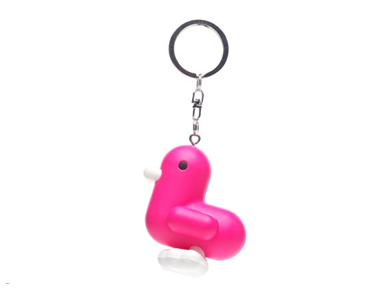 Fluorescerende roze eend sleutelhanger