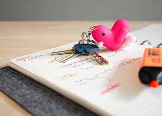 Fluorescerende roze eend sleutelhanger