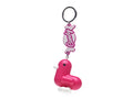 Sleutelhangertje in de vorm van een snoepkleurige fuchsia eend