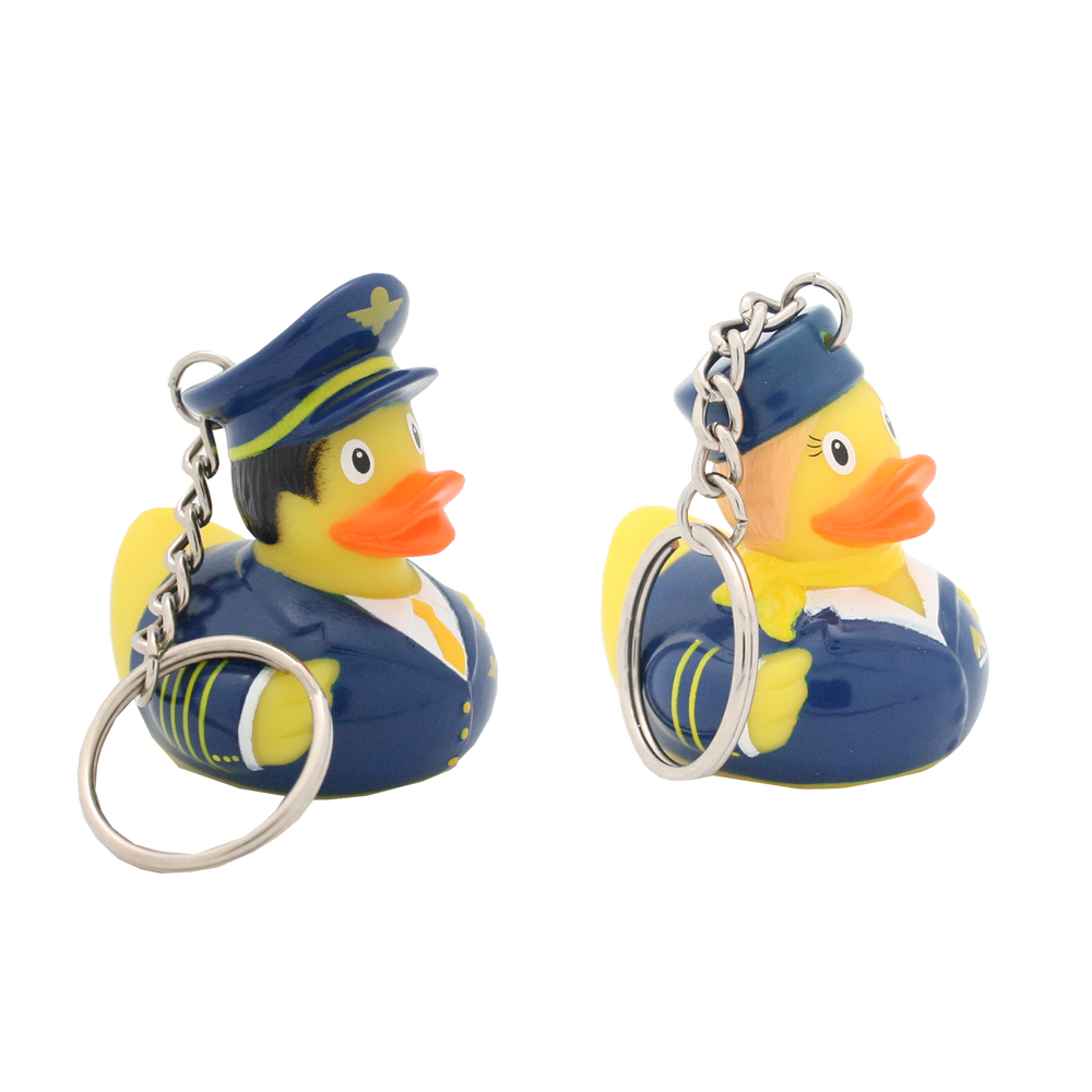 Sleutelhanger met eendje, piloot en stewardess