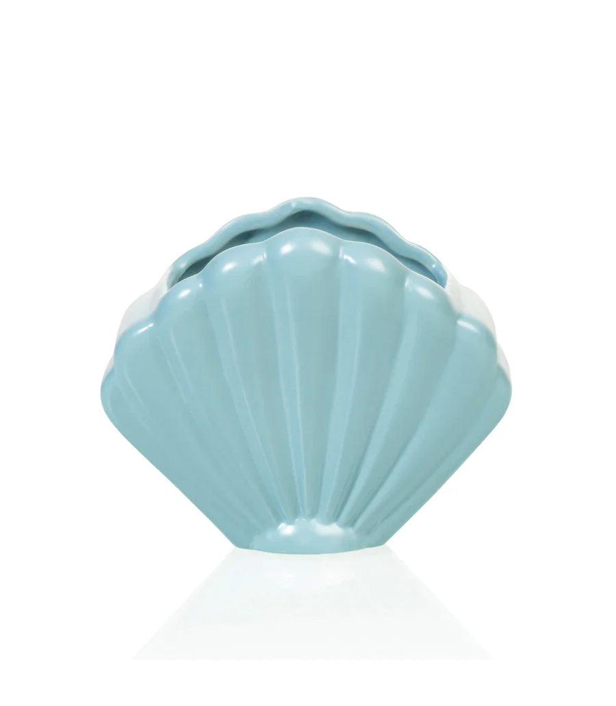 Blauwe schelp bloempot