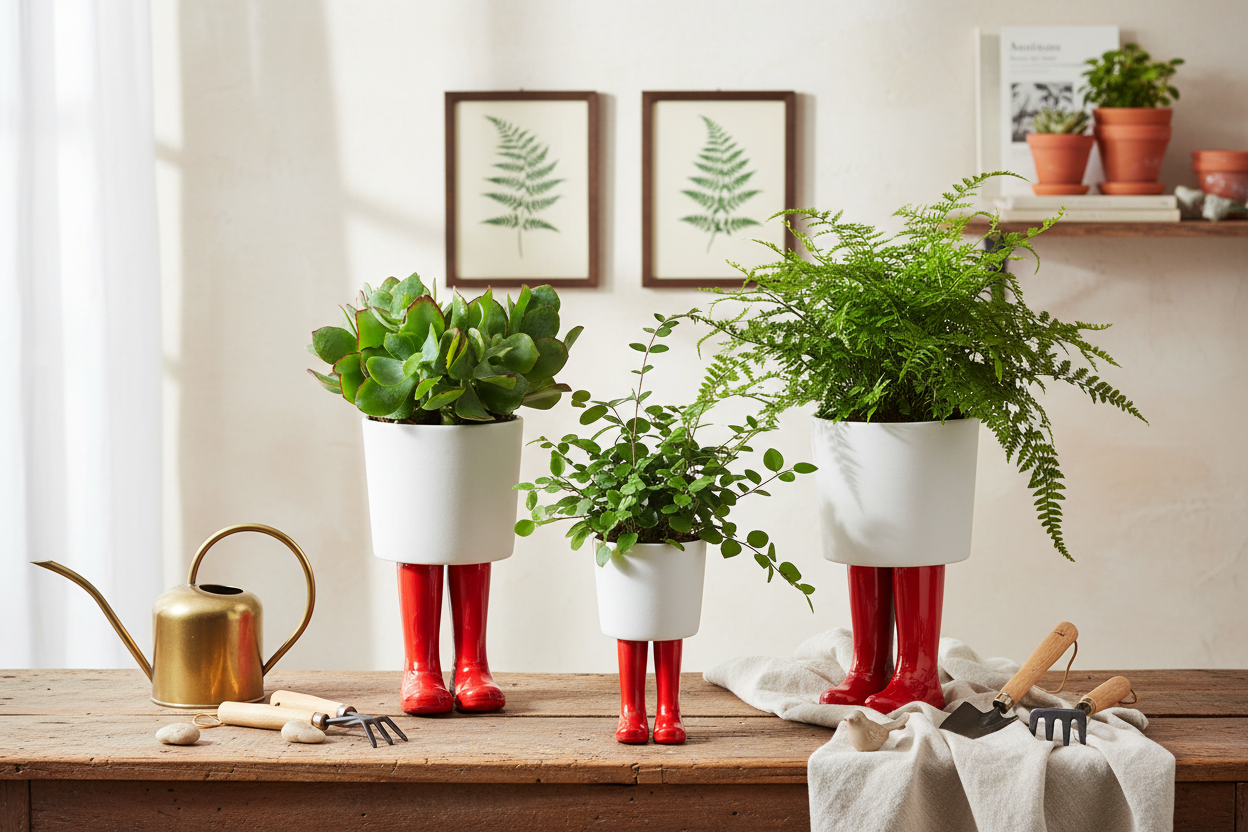 Pot de fleur Bottes Wellington Rouge