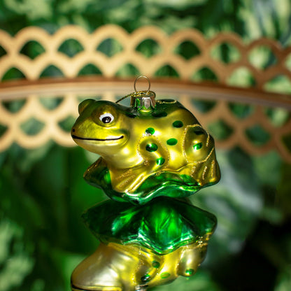 Boule de Noël Grenouille sur feuille