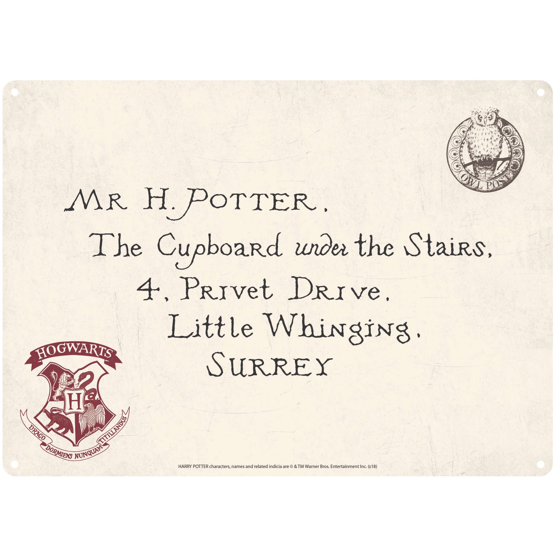 Plaque décorative en métal Harry Potter - lettres