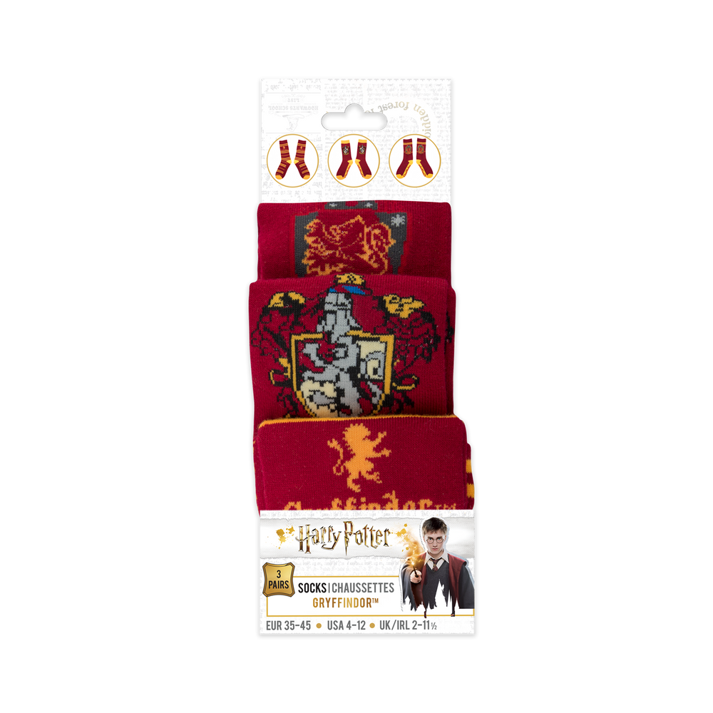 Lot de 3 paires de chaussettes Harry Potter - Gryffondor