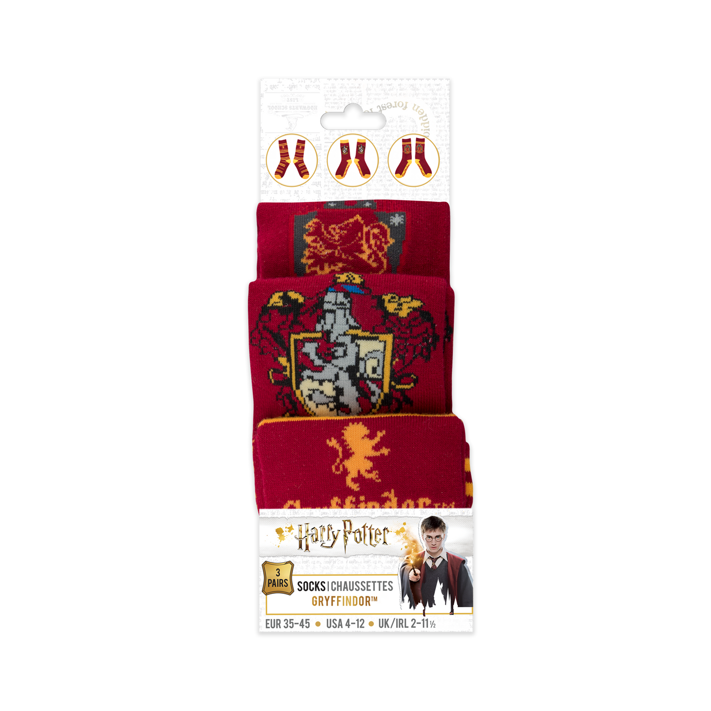 Set de 3 Paires de Chaussettes Gryffondor