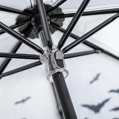 Close-up of the Spookulas black frame with bat silhouettes on the fabric.