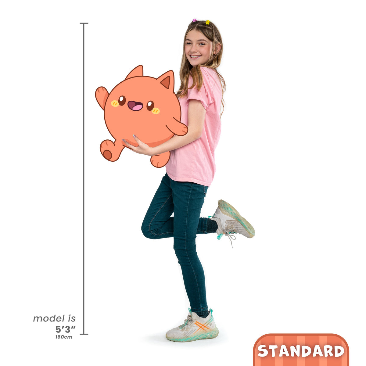 Standard Sized Squishable Size Reference Image next to a 5'3" model