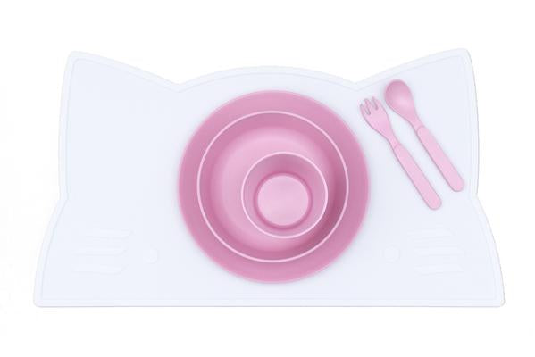 White cat silicone table set