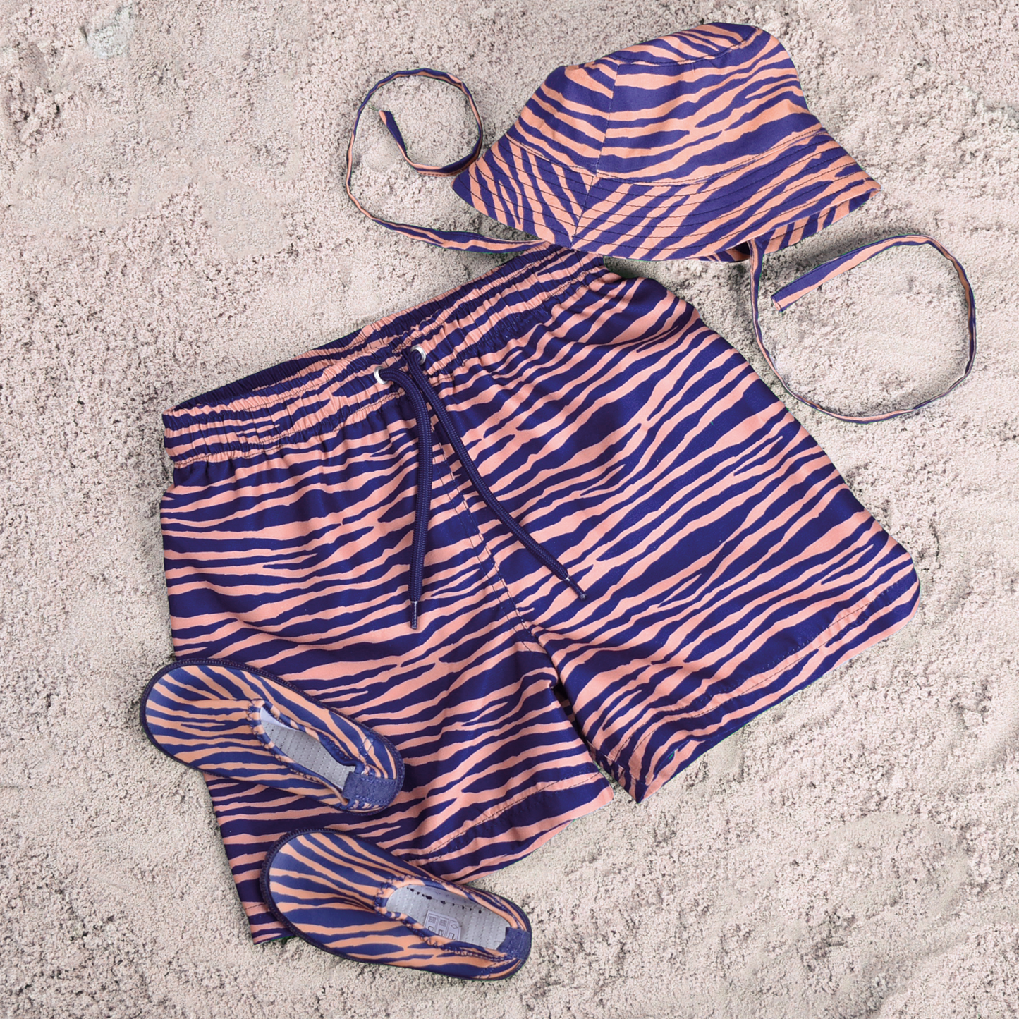 Sun Hat - Blue/Orange - Vibrant Stripes