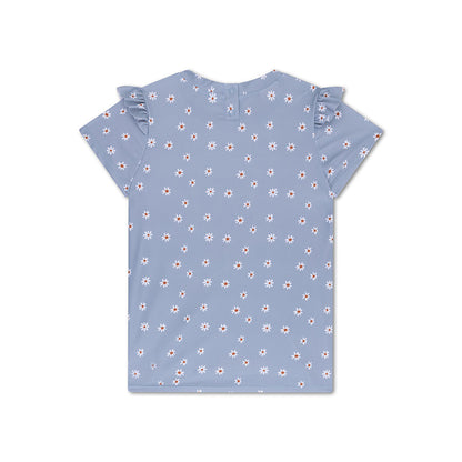 Swimming T-Shirt - Short Sleeve - Blue - Daisy Flower
