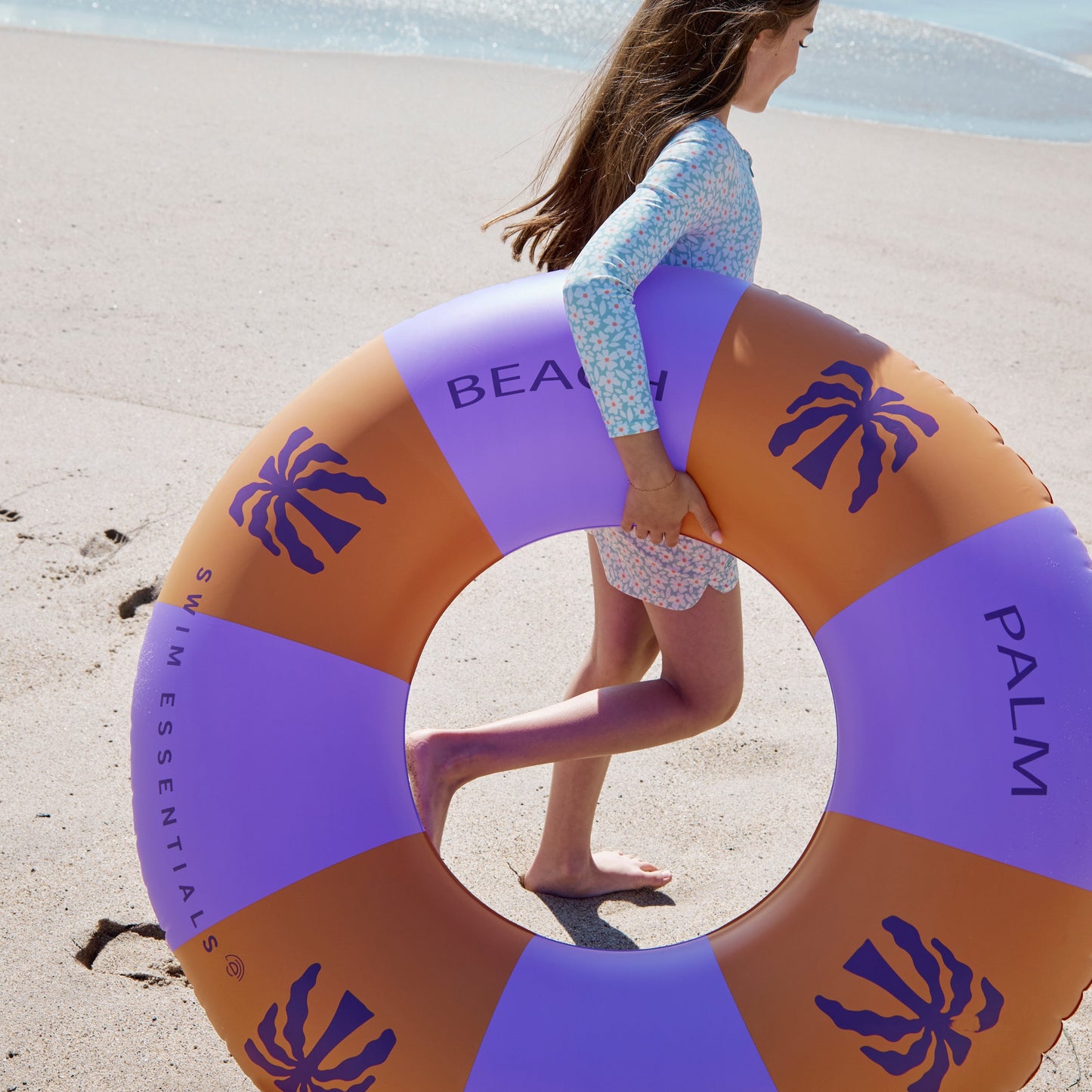 Swim Ring - Purple/Orange - Palm Trees - Ø 120 cm